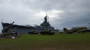 The USS Alabama with several tanks