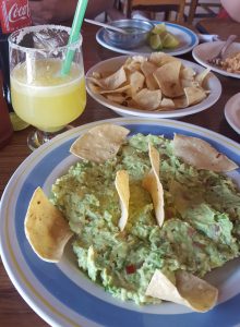 Guacamole, chips and margaritas for lunch