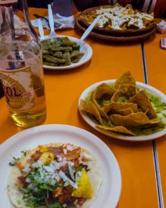 Tacos, guacamole and beer at El Fogon in Playa del Carmen