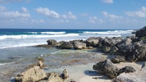 Waves crashing on the rocky south shore of Isla Mujeres