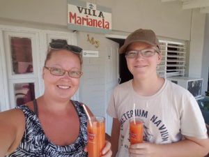 Our welcome drinks at our airbnb in Vinales, Cuba