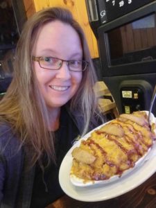 My with my giant plate of Rodeo Mac & Cheese at Mooney's Sports Bar on Market Street in Corning NY