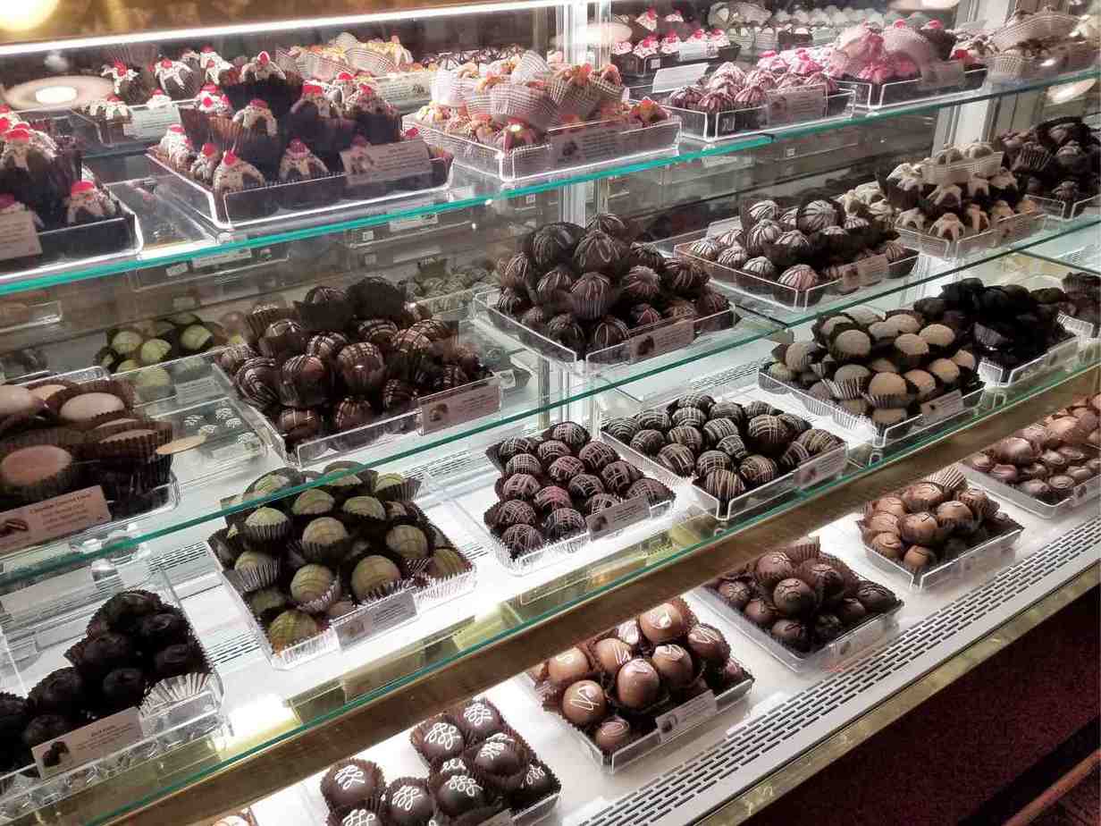 An amazing selection of chocolate truffles at Connor's Mercantile in Corning NY