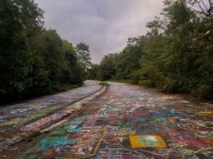 Image of graffiti highway on a cloudy day