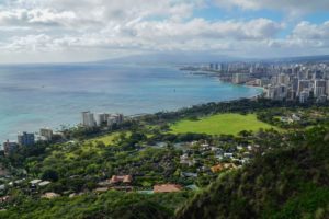 Honolulu from the top of the Diamond Head crater hike