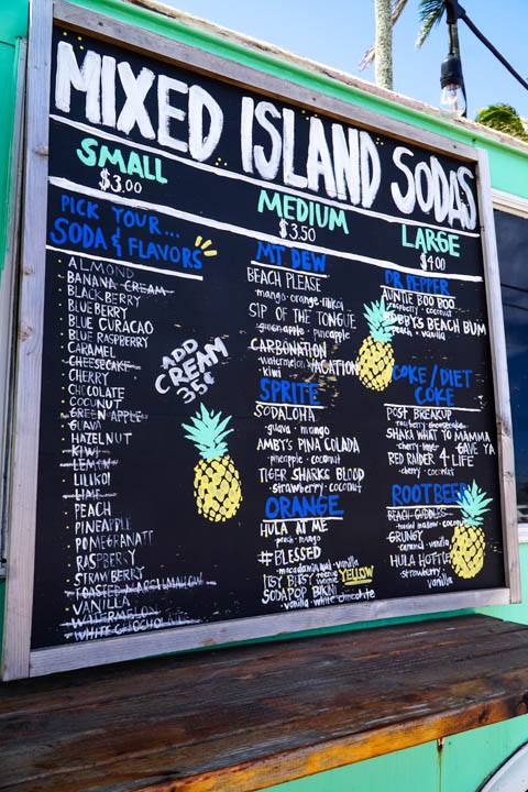 Oahu North Shore Ty's Beach Bus drink menu