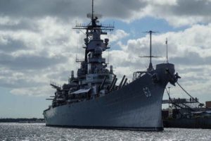 USS Missouri battleship from the water