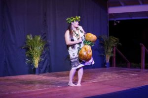 One of the Hawaiian dancers showing us a dance with a gourd