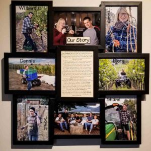 Collage frame of the family of Four Shadows Winery on Naramata Bench near Penticton, BC